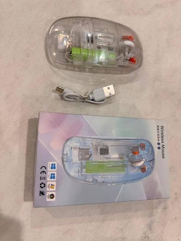 Type C Transparent Rechargeable Wireless Mouse Ultra Slim Gaming Mouse RGB Dual Mode 5.1 Bluetooth Mouse Rechargeable Battery