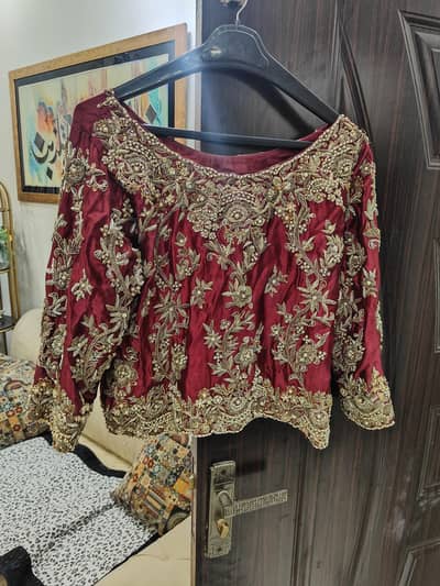 Fancy Hand Made Bridal Lehnga on Qatan Silk