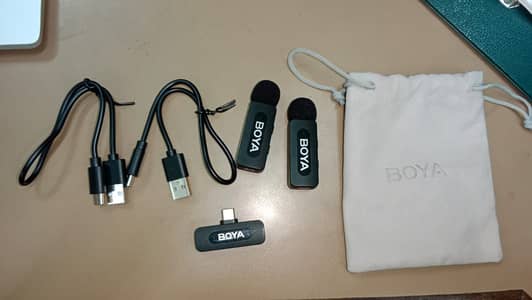 BOYA V-20 Dual Wireless Microphone – Complete Box & Accessories