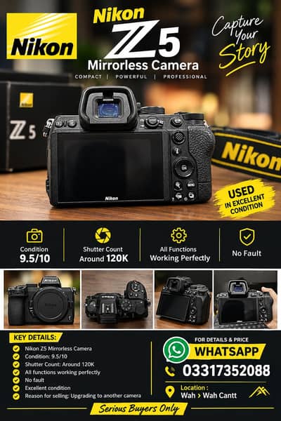 Nikon Z5 Mirrorless Camera /9.5/10 Condition/120K Shutter Count/Camera