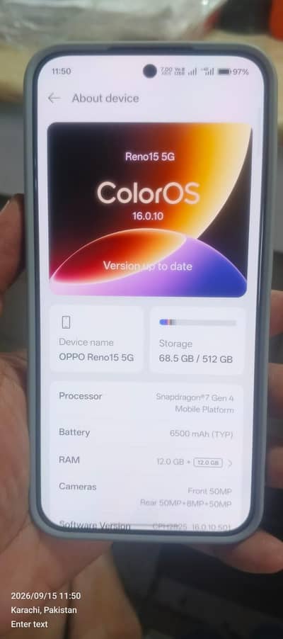 OPPO Reno 15 g5 good condition . 12 512gb