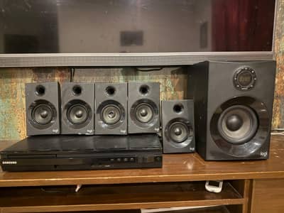 Logitech 5 speaker with subwoofer and Samsung receiver