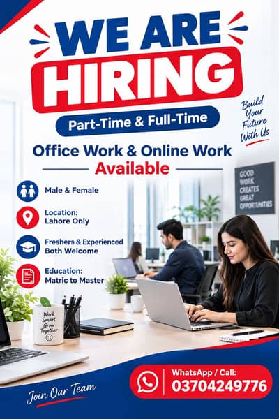 PART TIME WORKING AVAILABLE FOR MALES AND FEMALES