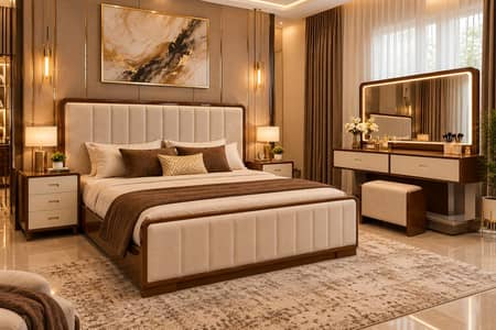 Luxury Bed set sides tables and dressing table with mirror
