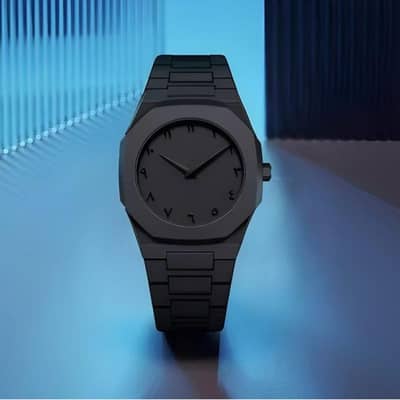 Aura Quartz Watch Black Lightweight Design Arabic Dial Black Aura Ara