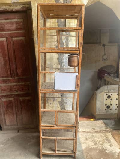 Large Wooden Bird Cage / Pinjra – Multi Portion