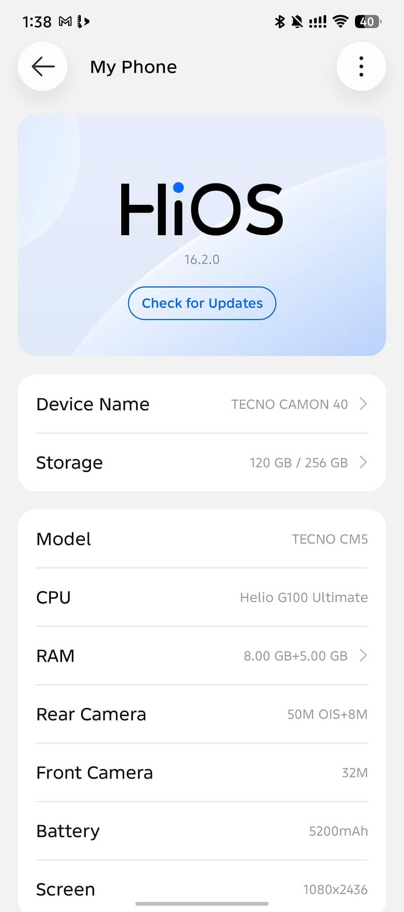 Tecno CAMON 40 5