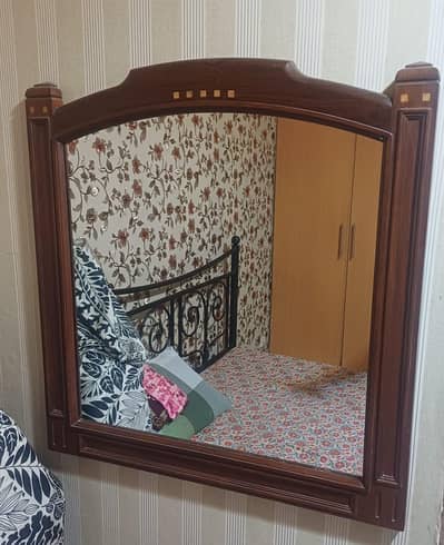pure sheesham wooden framed mirror with chest of drawers
