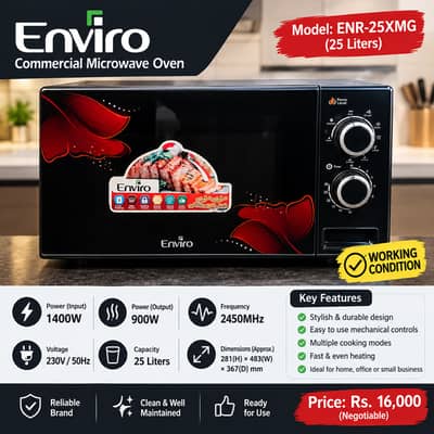 Enviro 900W Commercial Microwave Oven | ENR-25XMG | Excellent Conditi