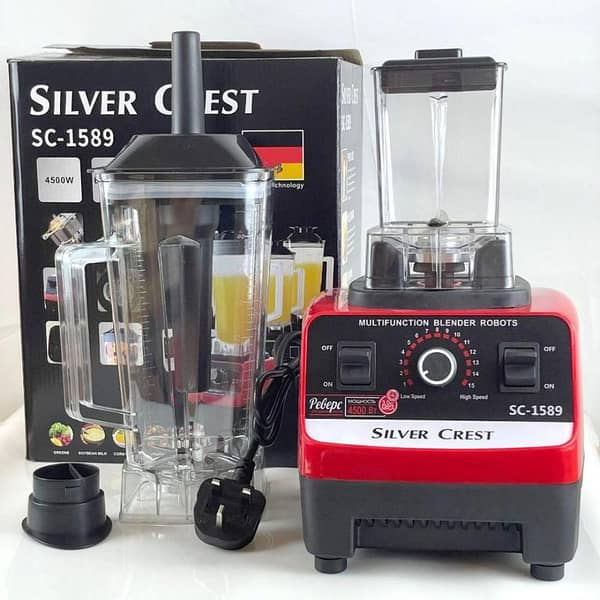 Silver Crest 2-in-1 Juicer and Blender Machine with 4500W Motor, 2.0L Jug, 700ml Grinder, Variable Speed, German Technology