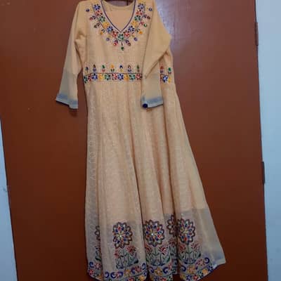 chiffon crinkle maxi in peach color