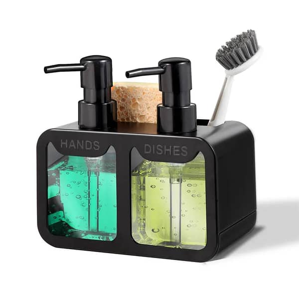Manual Press Liquid Dish and Hand Soap Dispenser Set for Kitchen