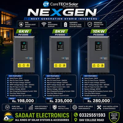 coretech nexgen,6kw,8kw,10kw,inverters,hybrid inverter,solar systems