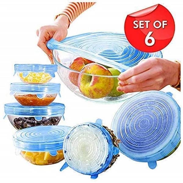 6 Pcs Silicone Stretch Lids – Reusable Food Covers for Bowls, Cups & Cans | BPA Free, Airtight, Microwave, Freezer & Dishwasher Safe | Eco-Friendly, Food Grade, Leak-Proof, Multi-Size Kitchen Accessories
