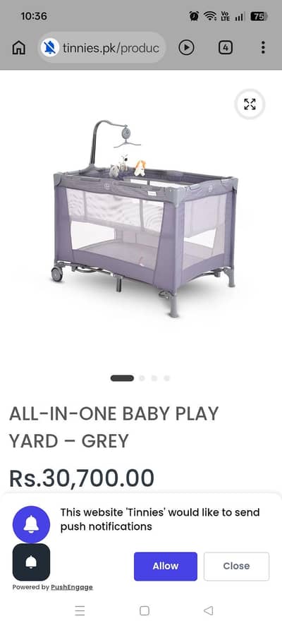 Tinnies baby Cot play pan