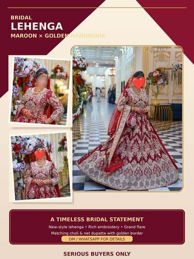 Luxury Maroon & Golden Bridal Lehenga for Sale – Heavy Handwork