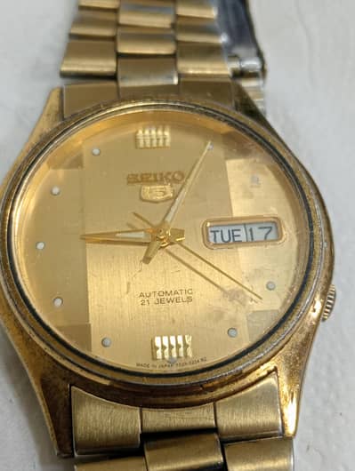 Seiko 5 automatic watch 7s26 machine Gold plated