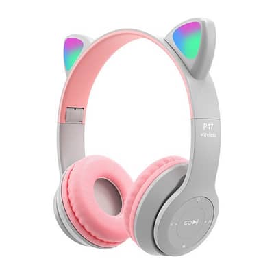 Wireless BT ENC Headphones Cute Cat Headphone Ear Audio Stereo Sports