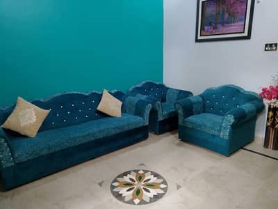 5 Seater Luxury Velvet Sofa Set (3+1+1) for Sale
