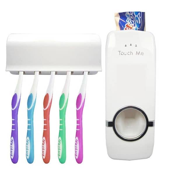 Touch It Toothpaste Dispenser Automatic Touch Me Toothpaste Dispenser Toothbrush Holder Set Touch Me Automatic Vacuum Toothpaste Dispenser Squeezer by Flintstop