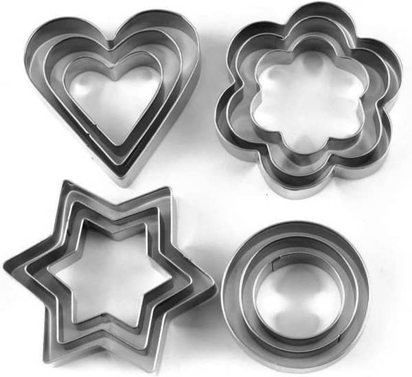 12 Piece Set Stainless Steel Pastry Cookie Biscuit Cutter Cake Muffin Decor Mold Multifunctional Tool DIY Baking
