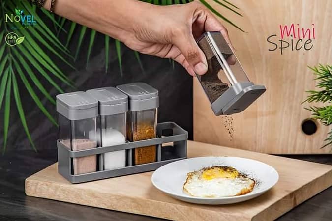 Spice Jars Spice Jar Kitchen Rotating Glass Spice Container Spice Bottles Spice Jars Spice Rack Tray Salt Container Sugar Bowl Pepper Canister One Whole Set