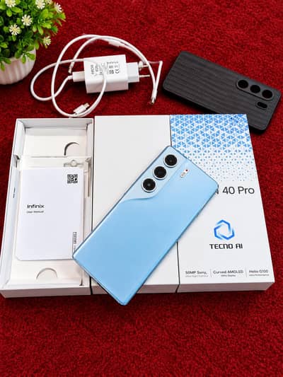 TECHNO CAMON 40 PRO , GLACIER BLUE, 8/256 WITH BOX & CHARGER, 10/10