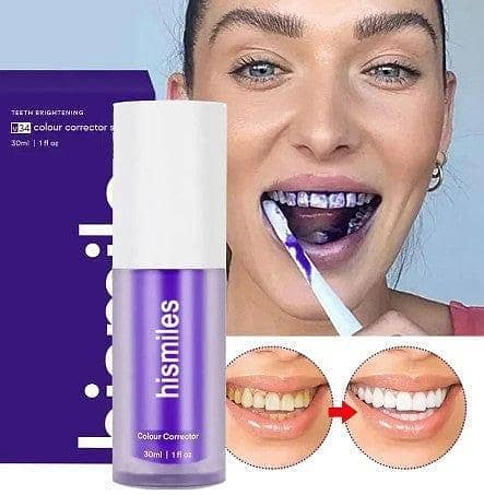Hismile V34 - Hismile V34 Colour Corrector - Instant Teeth Whitening for Yellow Stains - Teeth Whitening Paste - Best Purple Toothpaste for Whitening - Professional Teeth Whitening Kit