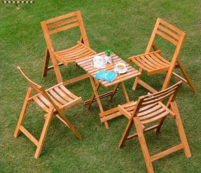Wooden foldable outdoor 2 chairs