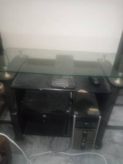 wood mirror glass computer table