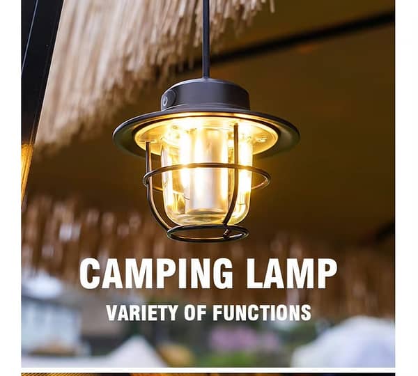 Rechargeable Retro LED Camping Lamp | Multifunctional Vintage Hanging Lantern with Warm Color Light – Portable Outdoor LED for Tent, Hiking, Patio, Garden, BBQ, Travel, Adventure & Emergency Lighting
