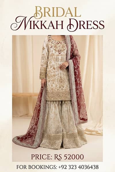 Elegant Nikkah Dress – Bridal/Wedding Wear – Worn Once