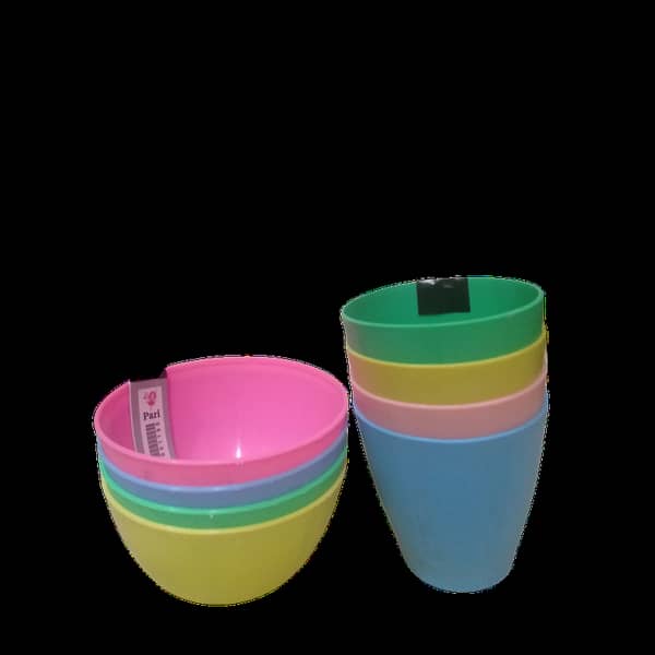 Premium Quality Plastic Colorful Mini Glass & Bowls