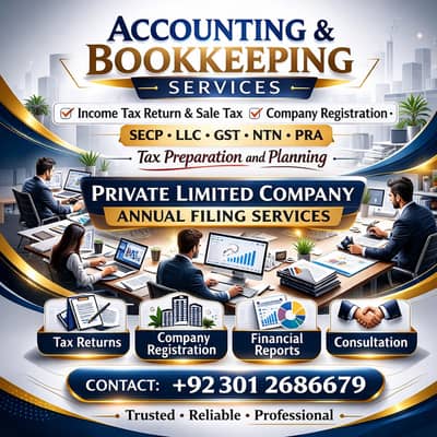 Tax Consultant, Sales Tax, Income Tax Return, FBR, Tax Filer, NTN,SECP