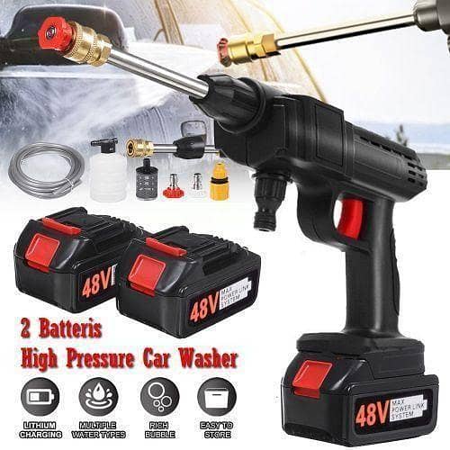 Rechargeable High Pressure Car Washer Jet Cleaner - 45 Bar with 2 Lithium ion Battery & Charger