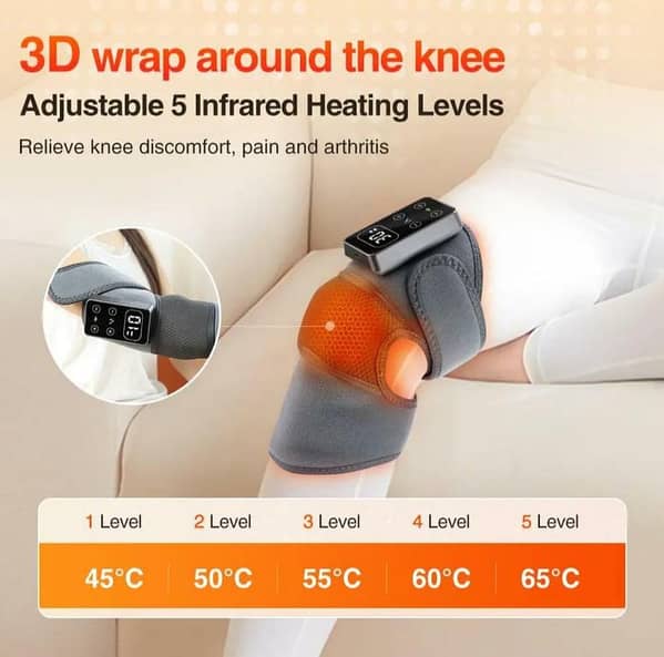 New Rechargeable 3D infrared Heating Knee Message Pads Vibration intensities Knee Messager Pads USB Charging