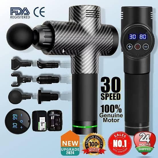 High Power Fascial Message Gunn Deep Muscle Vibrating Messager 32 Speed with 6 interchangeable Head