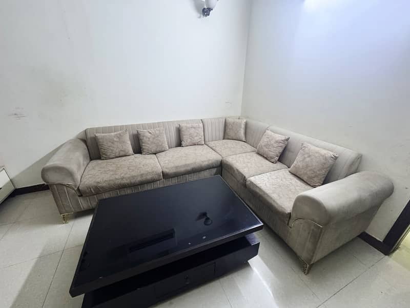 L Shape Sofa with Center Table 0