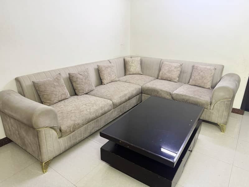 L Shape Sofa with Center Table 4
