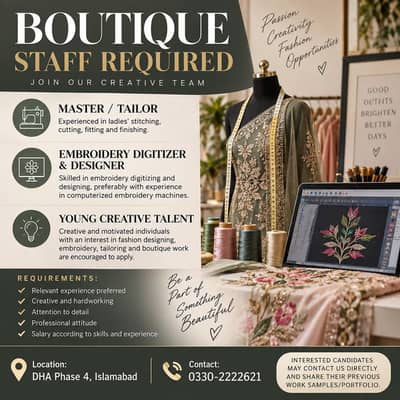 BOUTIQUE STAFF REQUIRED – DHA PHASE 4