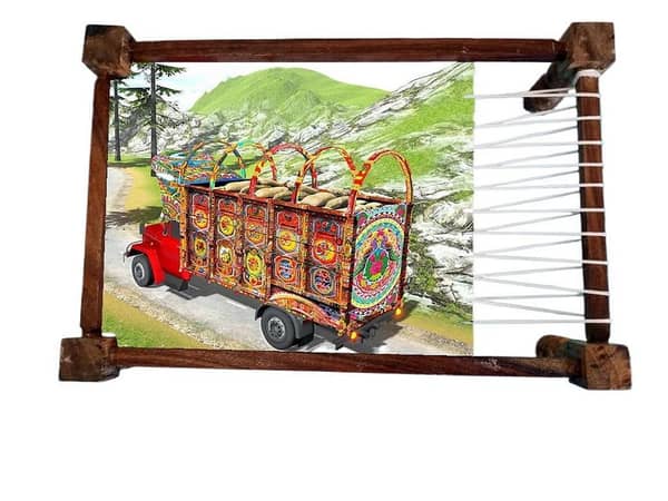 Wooden Charpai with stylish Truck Art design, Low price serving tray with handle, Breakfast table, Coffee table tray Antique Furniture for home