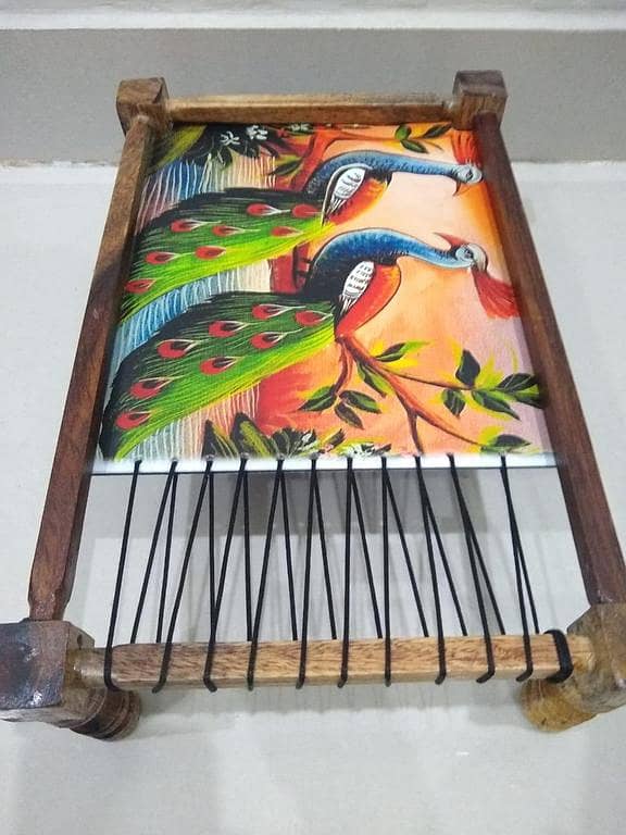 ANTIQUE DESIGN Solid Bamboo Wood Serving Tray Charpai Tray , Tea Coffee Food Platter Tray Home Decoration