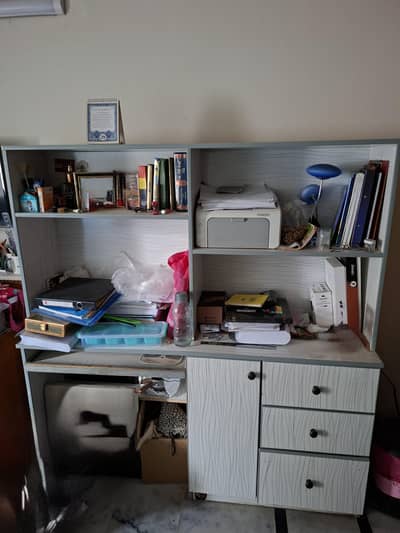 workstation with cabinets