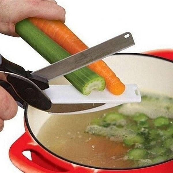 New Multifunction Stainless Steel Kitchen Smart Cutter 2 In 1 Vegetable Clever Scissors Cutter