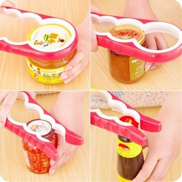 Multifunctional 4 in 1 Can Opener Anti-skid Lid Screw Jam Bottle Opener Manual Twist Cap Bottle Launcher Opener Kitchen Gadget