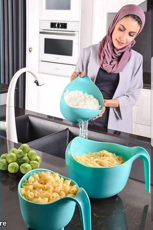 LIMON Rice Vegetables Fruits Wash Colander Drainer 3PCS