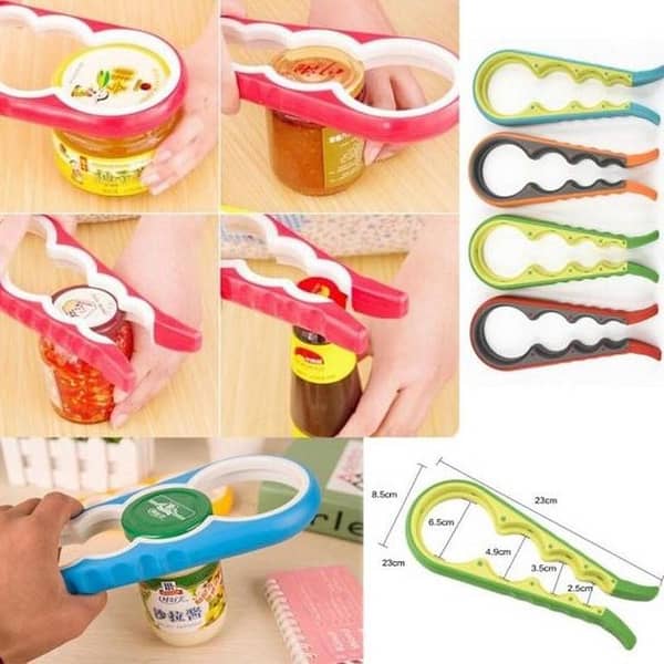 Creative multi-purpose 4 in 1 can opener silicone multi-function bottle opener multi-purpose anti-skid capper outdoor
