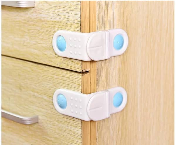Pack of 2 - Baby Safety Locks  Child Proof Cabinets, Drawers, Appliances, Toilet Seat, Fridge and Oven