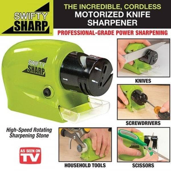 Knife Sharpner Tool -Swifty Sharp Motorized Knife Sharpener - Green -
