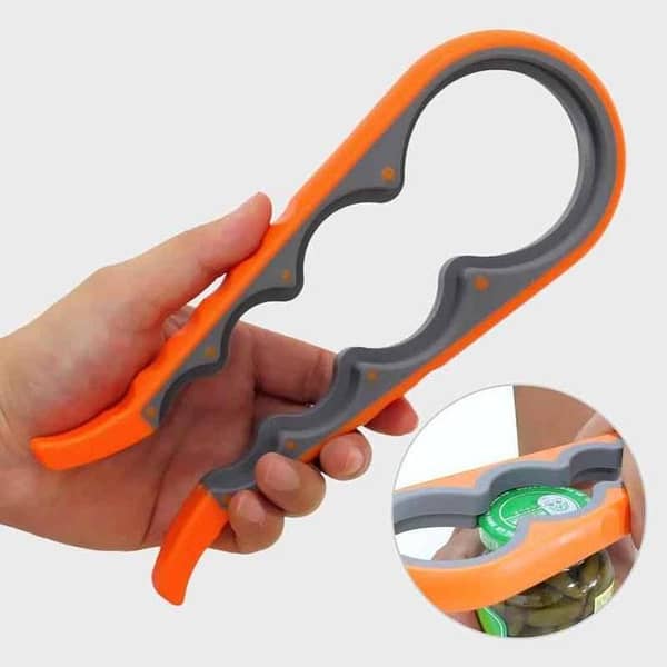 4-in-1 Can Opener, Manual, Non-slip, Twist Cap, Bottle Opener, Screw Cap, Kitchen Gadget